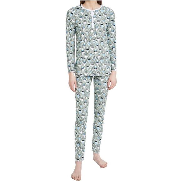 Roller Rabbit The Pings Cotton Pajama Set, Green, Women's, L - Picture 1 of 5